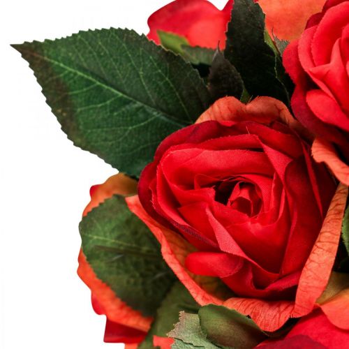 Floristik24 Dekorativa rosor bukett konstgjorda blommor rosor röda H30cm 8 st