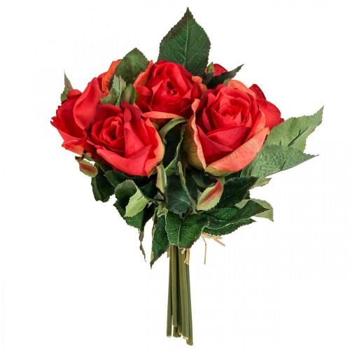 Floristik24 Dekorativa rosor bukett konstgjorda blommor rosor röda H30cm 8 st