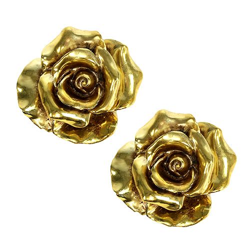 Floristik24 Dekorativa rosor guld Ø8cm 6 st