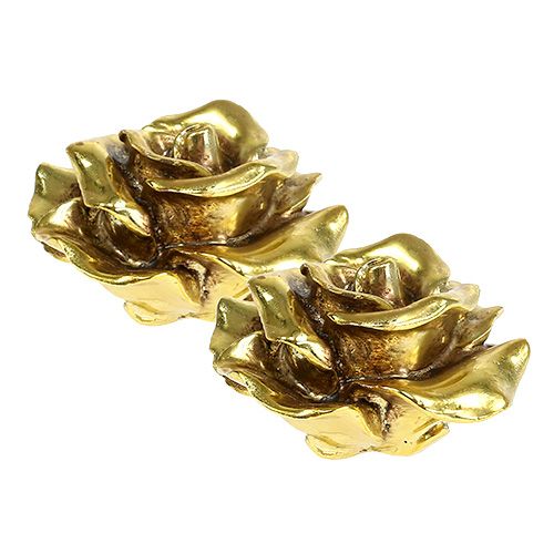 Floristik24 Dekorativa rosor guld Ø8cm 6 st