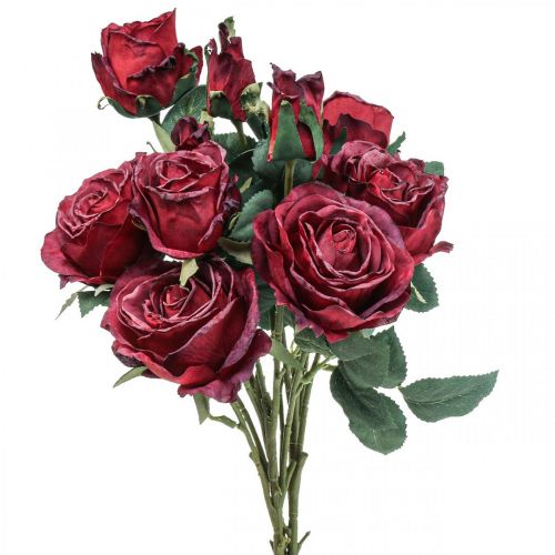 Artikel Deco rosor röda konstgjorda rosor sidenblommor 50cm 3st