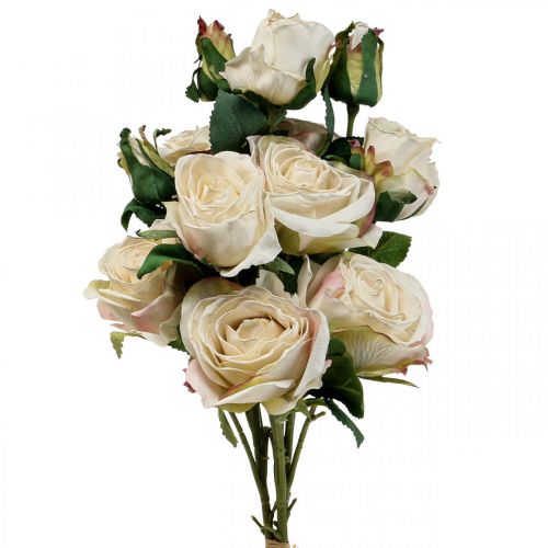 Deco Rosor Kräm Konstgjorda Rosor Sidenblommor 50cm 3st