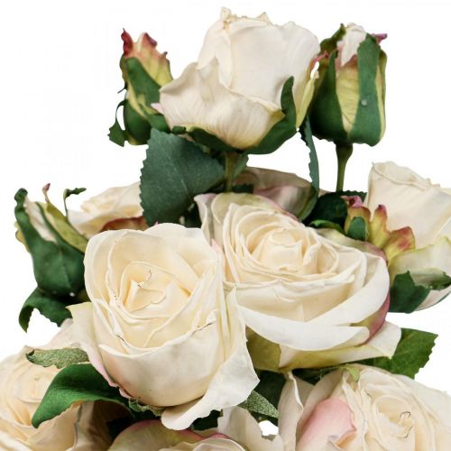 Floristik24 Deco Rosor Kräm Konstgjorda Rosor Sidenblommor 50cm 3st