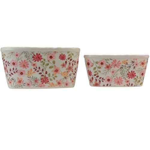 Floristik24 Dekorativ skål med anemoner keramisk skål oval 27/23cm set om 2