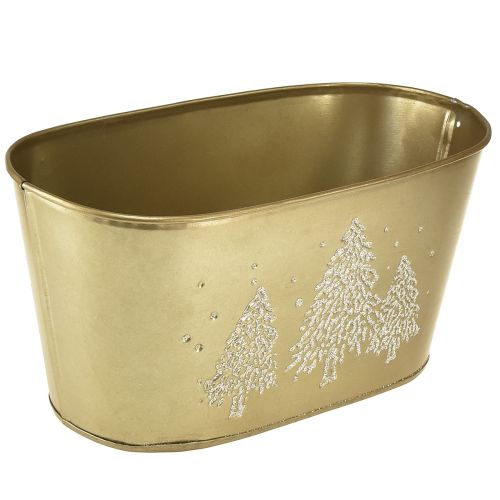 Dekorativ skål oval julgranskruka guld 24×13×12,5cm