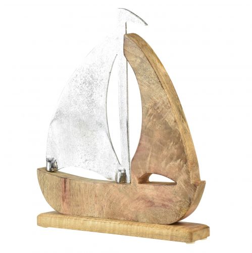 Artikel Dekorativt skeppeträ metall silver mangoträ 16,5x4x18,5cm