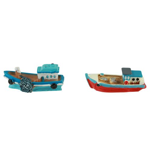 Artikel Dekorativ båtbåt blåröd maritim bordsdekoration 5cm 8 st