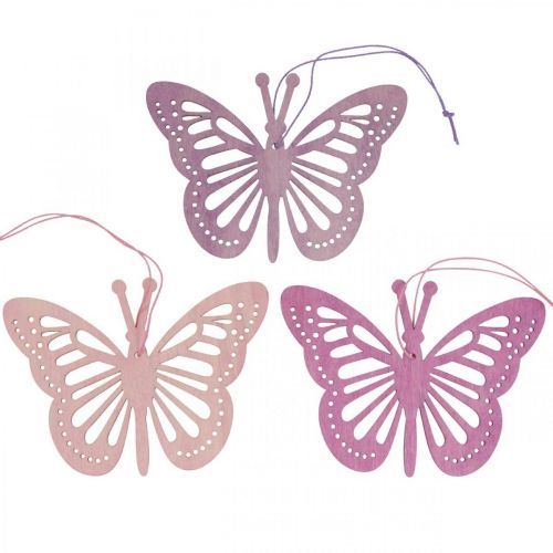Deco fjärilar deco hängare lila/rosa/rosa 12cm 12st