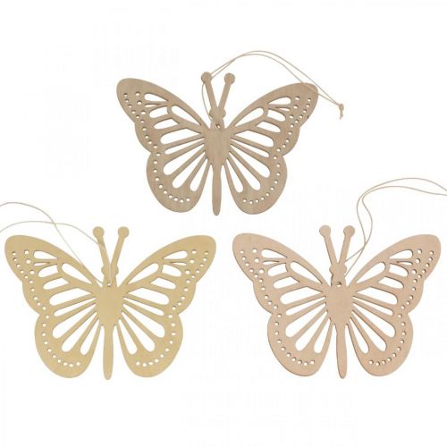 Deco fjärilar deco hängare beige/rosa/gul 12cm 12st