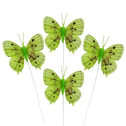 Dekorativa fjärilar grön 8 cm 6st