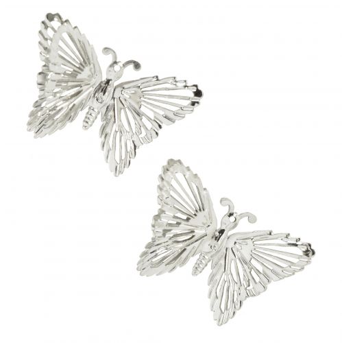 Floristik24 Dekorativa fjärilar metallhängande dekoration silver 5cm 30st
