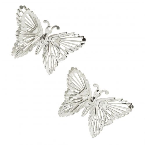 Floristik24 Dekorativa fjärilar metallhängande dekoration silver 5cm 30 st