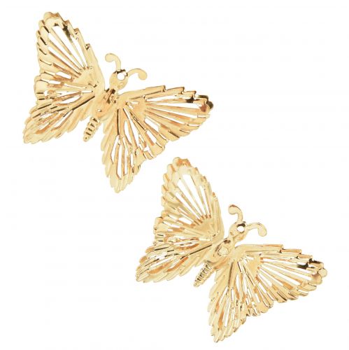Floristik24 Dekorativa fjärilar metallhängande dekoration gyllene 5cm 30st