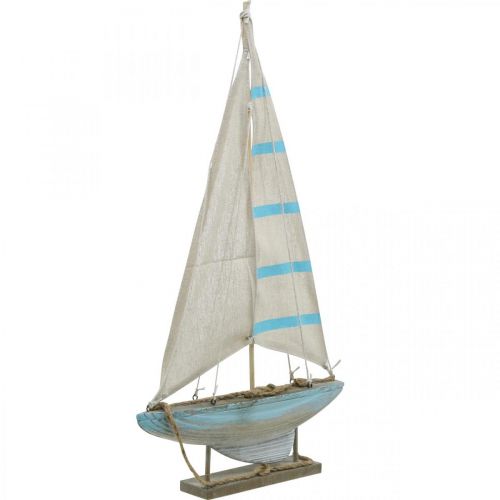 Deco segelbåt trä blå-vit maritim bordsdekoration H54,5cm