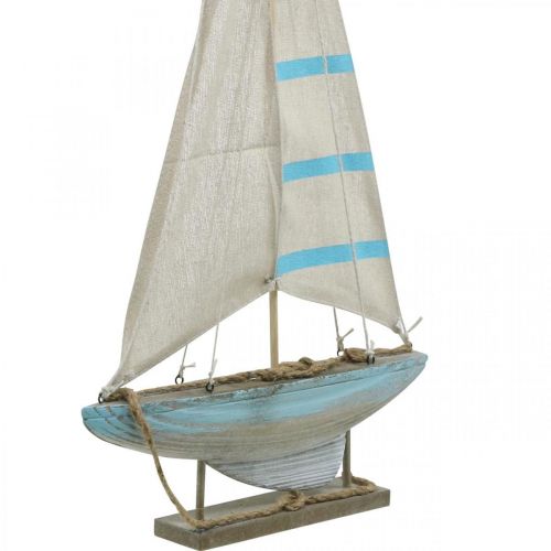 Floristik24 Deco segelbåt trä blå-vit maritim bordsdekoration H54,5cm