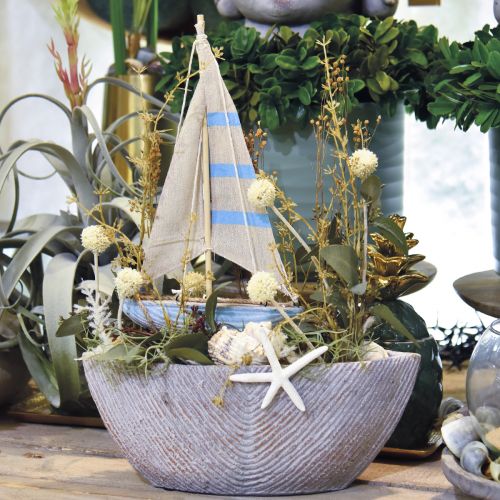 Floristik24 Deco träsegelbåt blå, vit H41,5cm