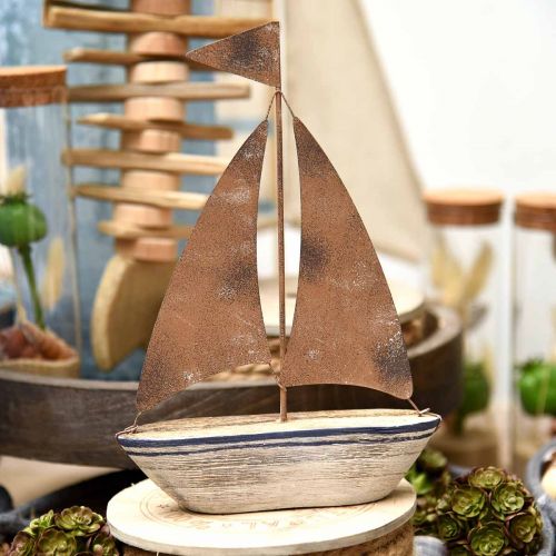 Floristik24 Deco segelbåt trä rost maritim dekoration 16×25cm