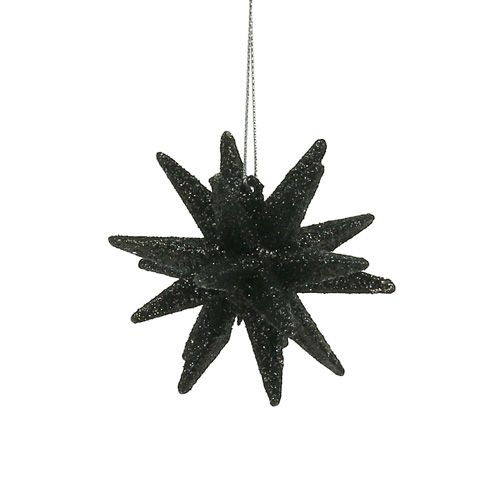 Floristik24 Deco stjärnor svart glimmer 7,5cm 8st