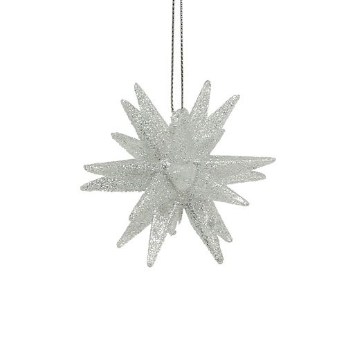 Floristik24 Dekorstjärnor med glimmer 7,5cm silver 8 st