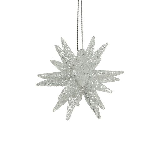 Deco stjärnor med glimmer 7,5cm silver 8st