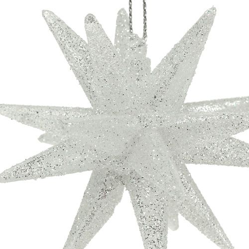 Floristik24 Dekorstjärnor med glimmer 7,5cm silver 8 st