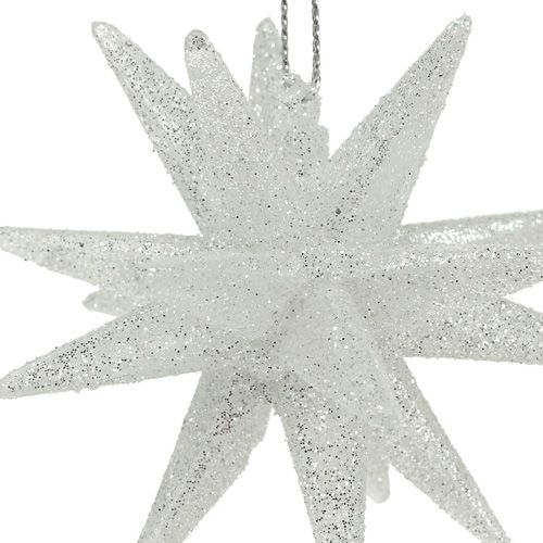 Artikel Deco stjärnor med glimmer 7,5cm silver 8st