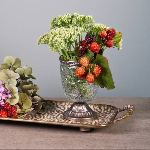 Floristik24 Dekorativ bricka med handtag antikt guld 53cm x 18cm