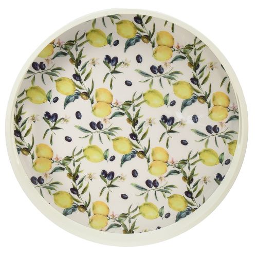 Floristik24 Dekorativ bricka vit bricka oliv- och citronträ Ø35cm