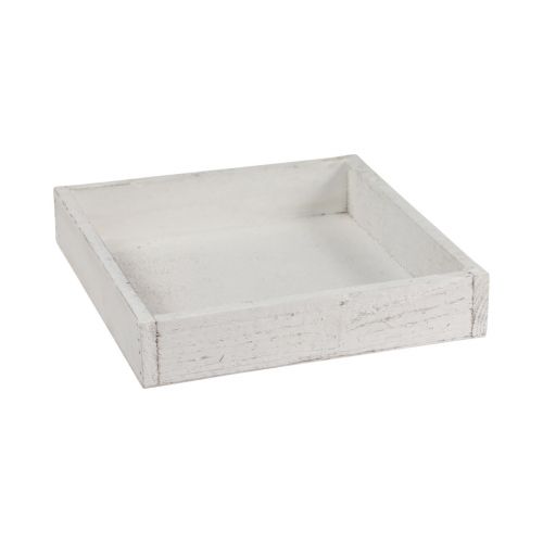 Floristik24 Dekorbricka fyrkantig träbricka vit 20×20×3,5cm