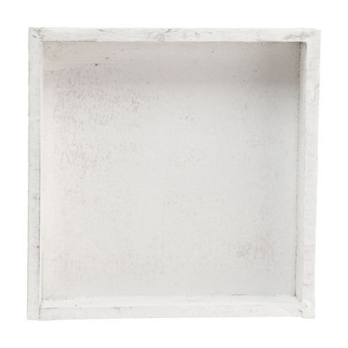 Floristik24 Dekorbricka fyrkantig träbricka vit 20×20×3,5cm