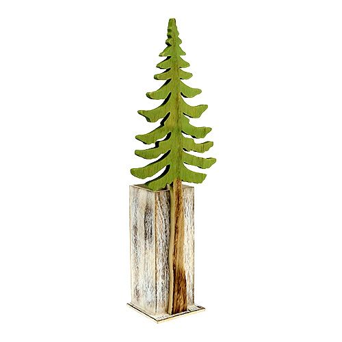 Floristik24 Dekorativ gran med träbehållare H49cm