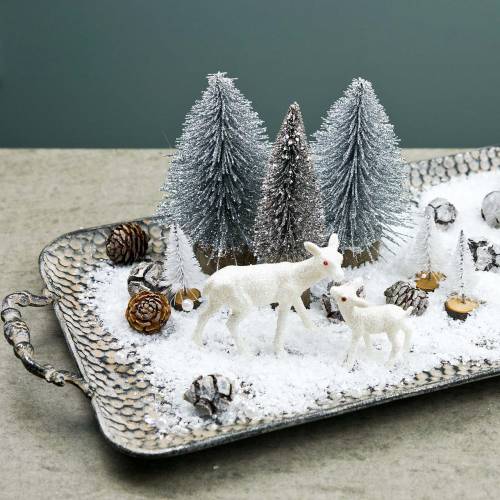 Floristik24 Dekorativ julgran vit glitter 8cm 24 st