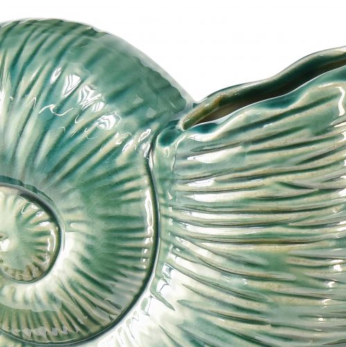 Floristik24 Dekorativ vas snigelskal keramikgrön 18x8,5x15,5cm