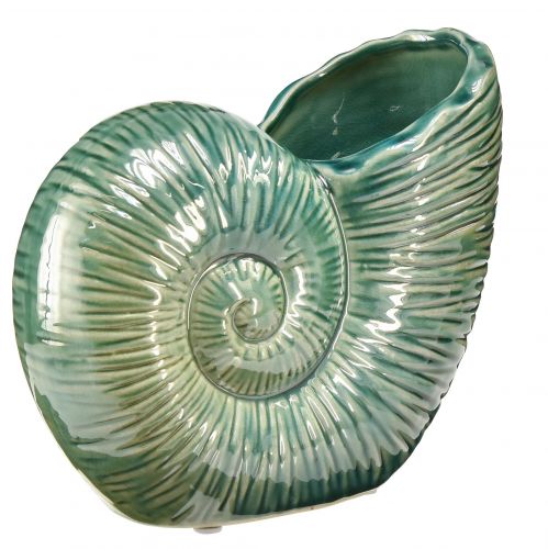Floristik24 Dekorativ vas snigelskal keramikgrön 18x8,5x15,5cm