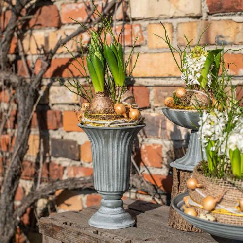 Floristik24 Dekorativ vas vintage kopp vas bägare vas grå H21,5cm Ø15cm