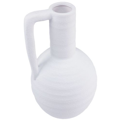 Artikel Dekorativ vas vit blomvas med handtag keramik H26cm