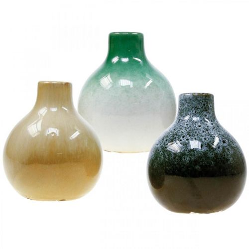 Dekorativa vaser, keramiska vaser set sfäriska H10,5cm Ø9cm 3st