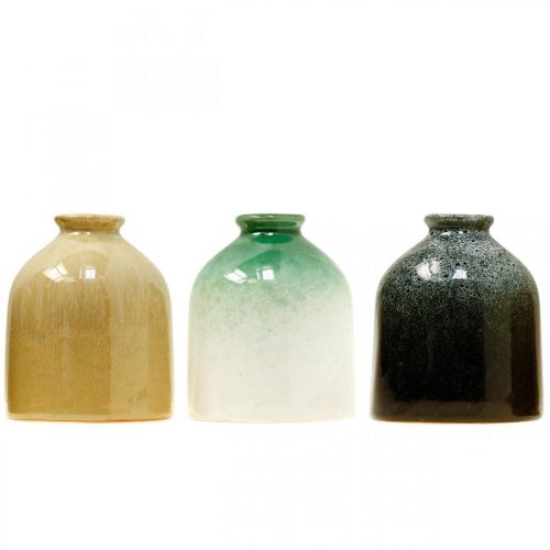 Floristik24 Dekorativa vaser, keramikvaser set runda H9,5cm Ø8cm 3st