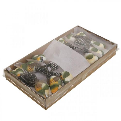 Floristik24 Dekorativa fåglar minifågel på tråd fjäderdekor 3×6cm 12st