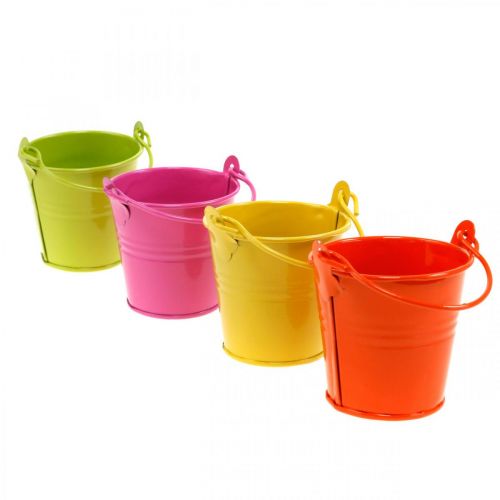 Floristik24 Dekorationshink färgglad metallhinkkruka assorterad Ø6cm H6cm 12 st