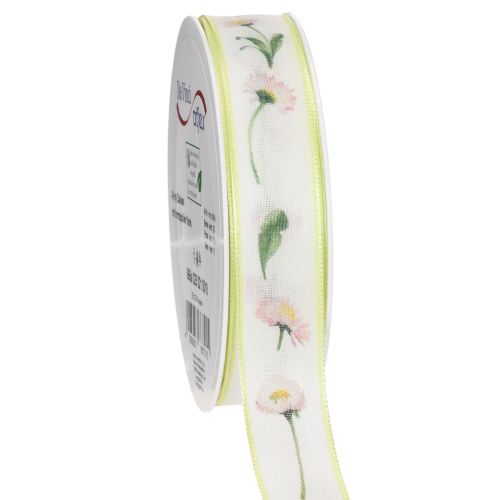Presentband med Bellis blommönster för hantverk och förpackning, 25 mm x 20 m köpa | Floristik24.se