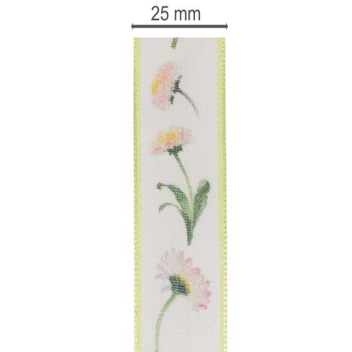 Presentband med Bellis blommönster för hantverk och förpackning, 25 mm x 20 m | Floristik24.se
