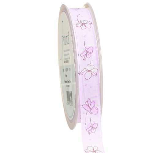 Artikel Dekorationsband blommor vårpresent band lila 15mm 20m