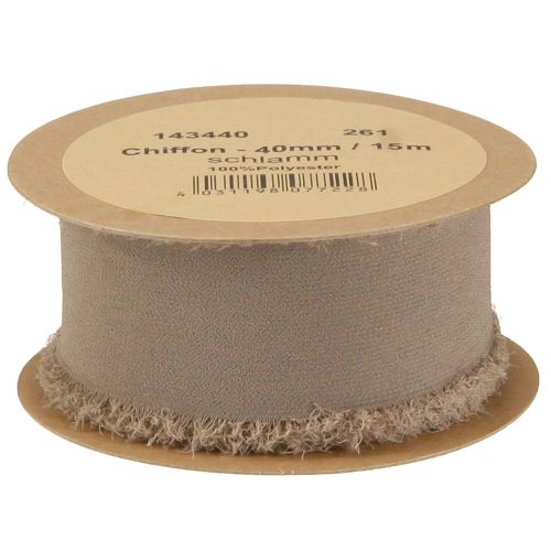 Artikel Dekorativt band brunt chiffongband lerbrunt 40mm 15m