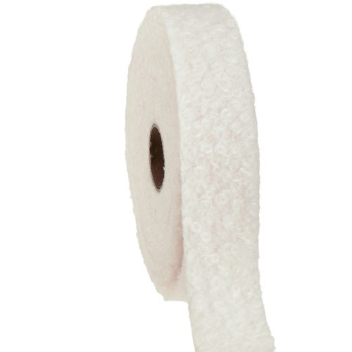 Dekorativt band krämfärgat brett band ullliknande tygband 40mm 8m