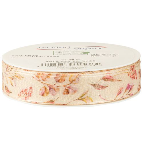Artikel Dekorativt band höstdekorativt tygband beige gammalrosa 25mm 20m