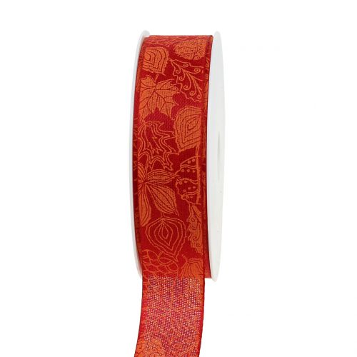 Floristik24 Presentband höstlöv röd 25mm 18m