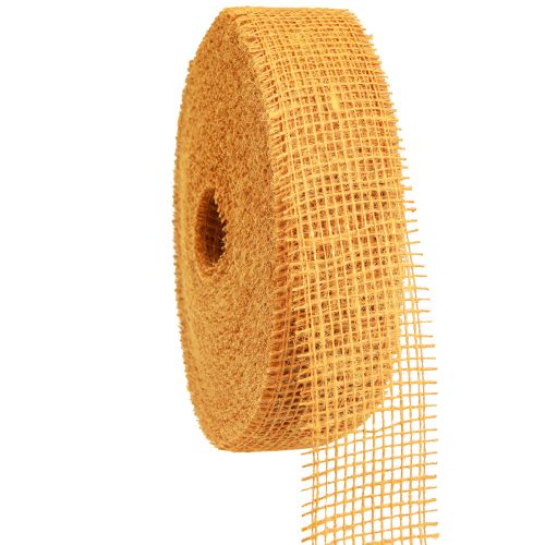 Artikel Dekorativt band jutegult senapsrutnät band hantverksband 5cm 40m