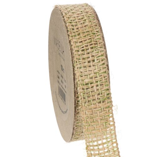 Floristik24 Dekorativt band av grönt jute, naturligt, 25 mm brett, 10 m längd