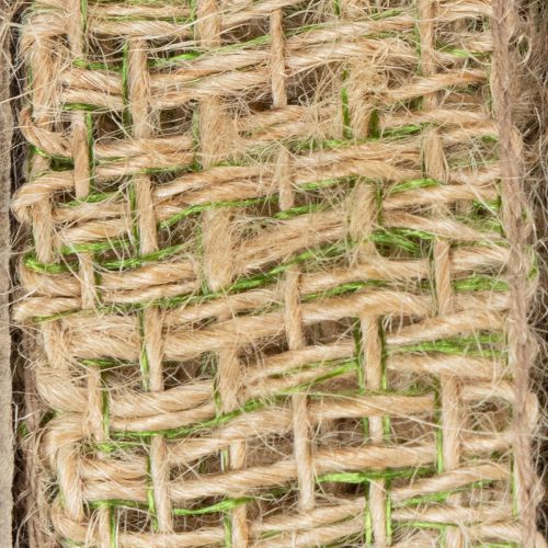 Artikel Dekorativt band av grönt jute, naturligt, 25 mm brett, 10 m längd